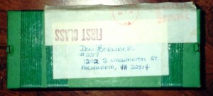 Pharmasist Box showing Postmark and Don Berliner addressee 